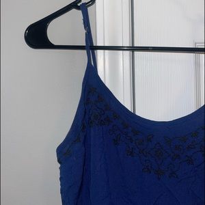 Navy Romper with Black embroidery